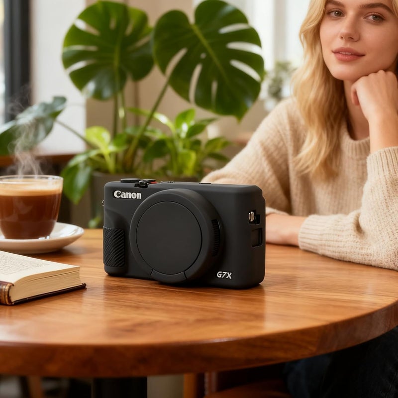 Frevyve Case for Canon G7X Mark III Camera, Soft Silicone Protective Case, Powershot G7X Mark III Sleeve with Removable Lens Cover & Screen Protector Accessories, Slim Fit, Anti-Scratch (Black) - Image 4